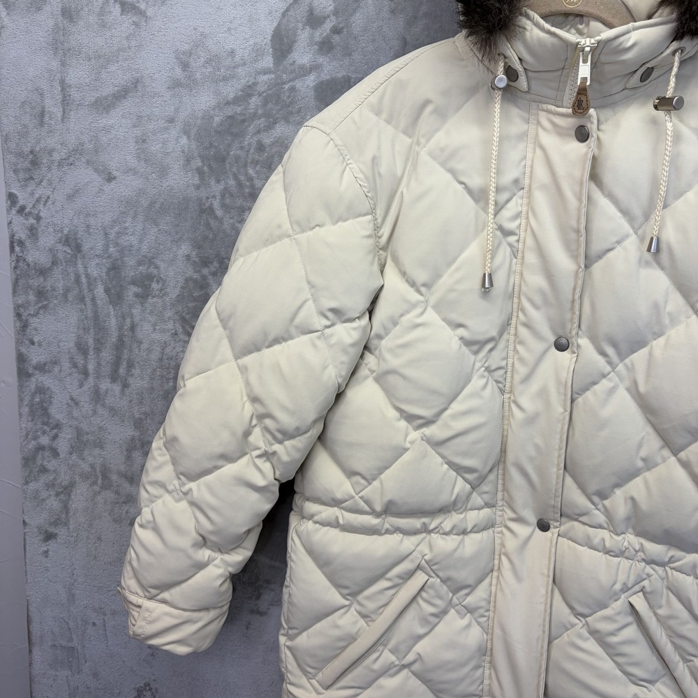 Lauren Ralph Lauren Size S Womens Down Puffer Coat Jacket White Fur Trim Hood - Picture 4 of 16